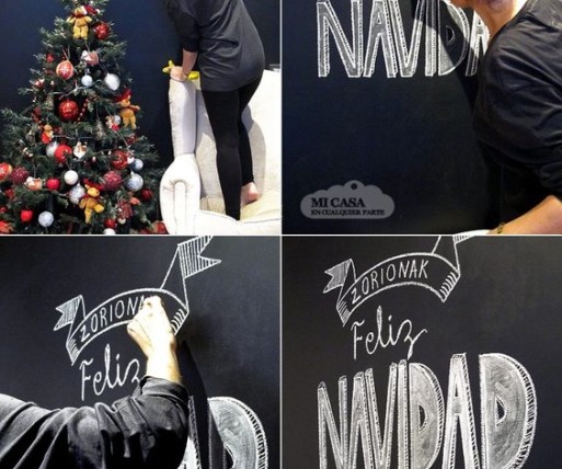 Decoración navideña con pintura pizarra